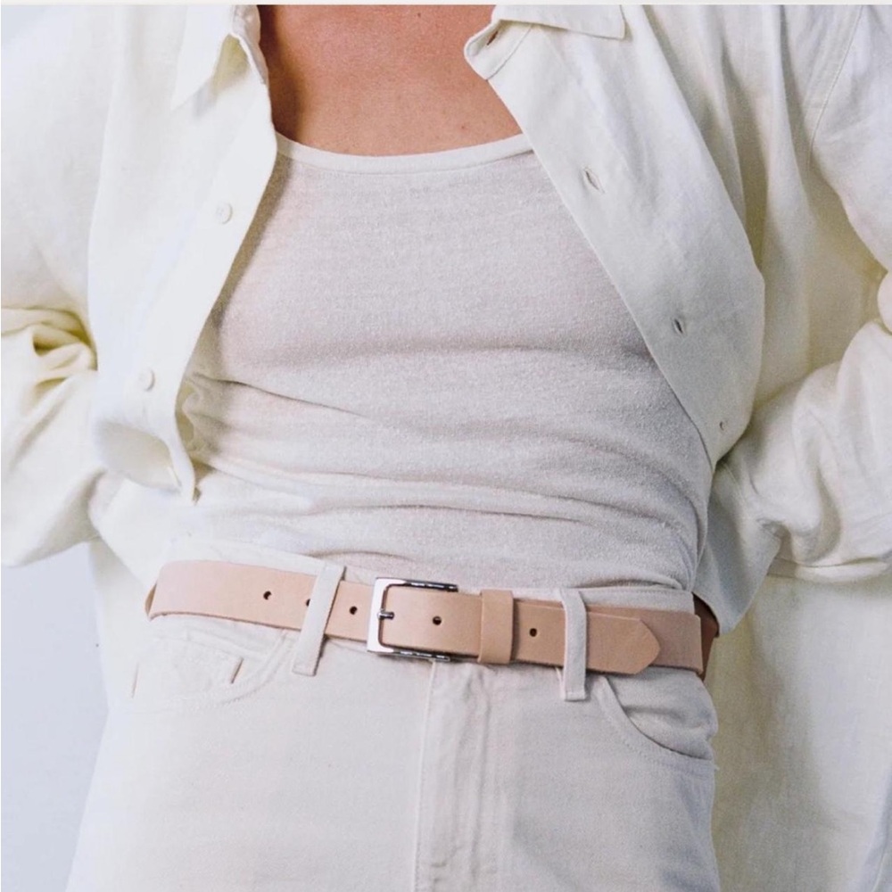 OZMA wide leather belt, veg light tan XL